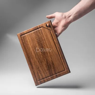 Доска с желобком из дуба, 30×20 см (тонированная) от мастерской DIVIRO